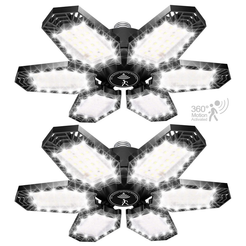 TANBABY 2 Pack Motion Sensor Garage Light, Total 30000LM Deformable