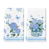 LIOQUN Hydrangea Vase Butterfly Hand Towels, 18x26 Inch, Spring Summer