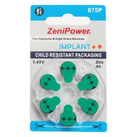 ZeniPower 1.45V Hearing Aid Batteries (Size 10, 13, 312, 675, Implant Cochlear) Hearing Aid Accessories (36 Batteries, Size 675p - Implant)