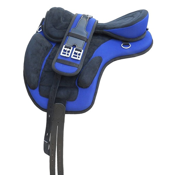 Aces Equine General Purpose Horse FREEMAX Saddle Blue Color Tack Size:- 16” & 17” Inch Seat Available (Blue, 17" Inch)