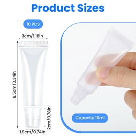 Andibro Empty Tubes Lip Gloss Tubes, Pack of 10 Transparent Empty Refillable Plastic Soft Packaging Tubes Bottle Mini Cosmetic Container for Cosmetics Make Up Travel Toiletries