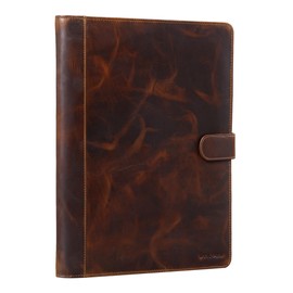 STILORD 'Lennon' Conference Folder Leather for 12.9 Inch iPads Document Folder DIN A4 Writing Case Vintage Genuine Leather, Milano - Brown, Conference folder