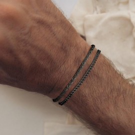 YADOCA Men's Bracelets Stackable Bracelet for Men Boys Cuff Snake Rope Cuban Link Chain Bracelet Set 19/21 cm Men's Jewellery Gifts for Dad Boyfriend Husband Son, Stainless Steel