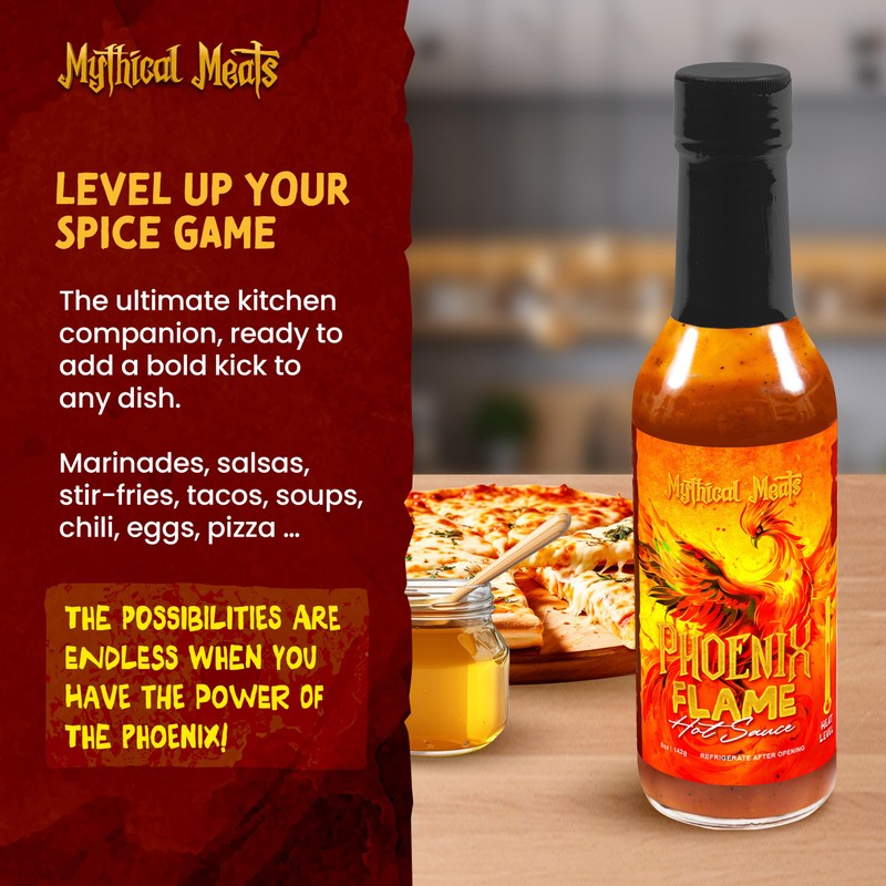 Mythical Meats Phoenix Flame Hot Sauce - Ghost Pepper &