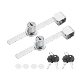 PATIKIL 2 Pack Sliding Glass Door Ratchet Lock with 4 Keys 5.5x0.4inch, Silver