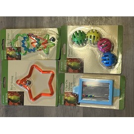 Unbranded Lot Of 4 Bird Parakeet Cockatiel Parrot Toys Mirror Swing Lattice Balls Sky Ring