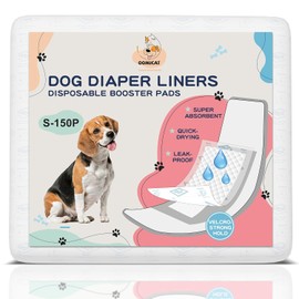 Dog Diapers Liners, 150 Ct, Super Absorbent Booster Pads for Male Dog Wraps and Female Dog Diapers, Lnnovative Hook-and-Loop Tape Design, Super-fit & No Shifting, Small Dog Diaper Pads