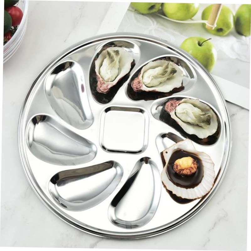 Ciieeo 1 Set Stainless Steel Oyster Storage Plate with Opening