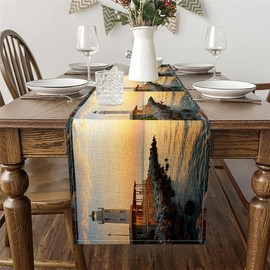 Erosebridal - Camino de mesa para faro de océano, corredores de cambiador con temática náutica para decoración de fiesta en el hogar para adolescentes, camino de mesa de mar océano, 13 x 90, camino