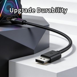 ZZA Basics DisplayPort 2.1 Cable,DP Cable 32.4Gbps High-Speed(5K@160,5K@240,4K@240Hz, 4K@144Hz, 2K@300Hz,1K@320) HDR, HDCP 2.2, FreeSync G-Sync,Display Port for Gaming Monitor, Graphics, PC（ 4.9ft ）