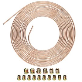 25 Ft. 3/16 OD Copper Nickel Brake Line Tubing Coil and Fitting Kit, 25 Ft of 3/16" x 25'