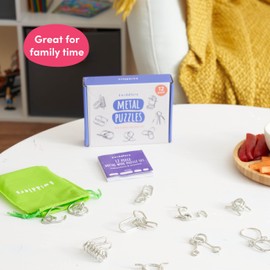 THE TWIDDLERS - Pack of 12 Metal Wire IQ Brain Teaser Mind Puzzles, Multipack Mini School Gift Toy and Party Bag Fillers for Children, Adults, Christmas Cracker Party Favours