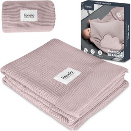 Lionelo Bamboo Blanket, Newborn, Cuddly Blanket Baby, Lightweight Bamboo Blanket, Changing Mat, 100% Cotton, Naturally Soft, Antibacterial, Hypoallergenic, from Day 1, 100 x 75 cm (Pink)