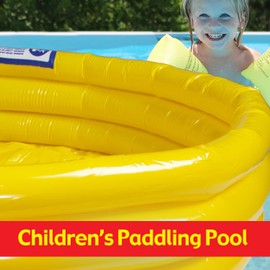 VFM - Children's Yellow Paddling Pool 3 Ring Inflatable 120cm x 30cm - Wild'n'Wet