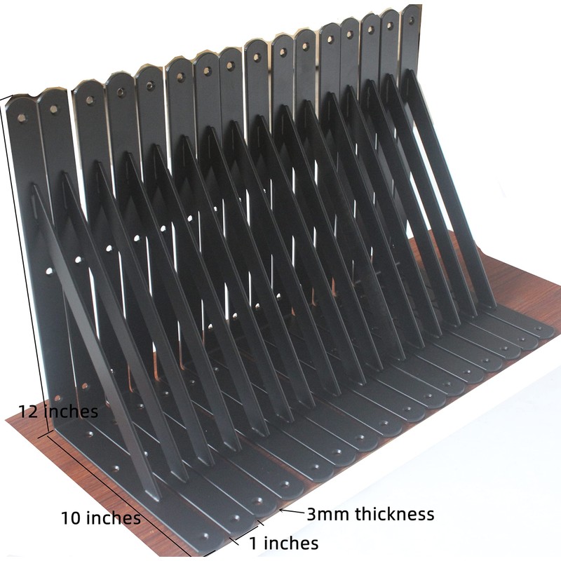 20 Pack L12 x H 8" Black Heavy Duty Shelf
