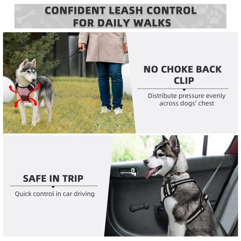 Juqiboom Arnés para perro sin tirones, chaleco acolchado suave ajustable,