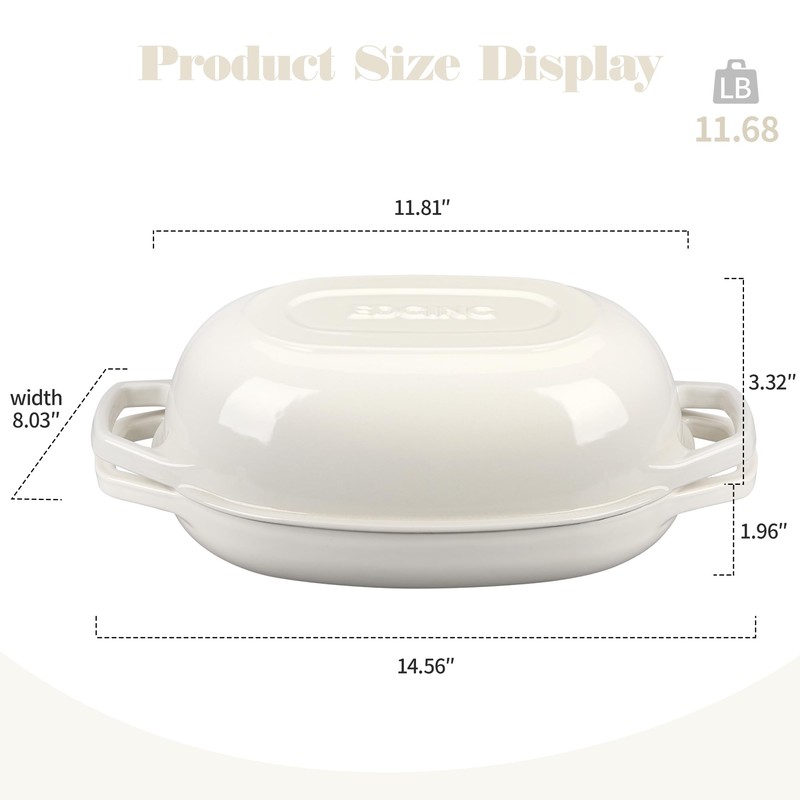 EDGING CASTING Enameled Cast Iron Oval Dutch Oven Pot with