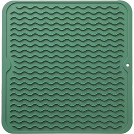 MicoYang Silicone Dish Drying Mat for Multiple Usage,Easy clean,Eco-friendly,Heat-resistant Silicone Mat for Kitchen Counter or Sink,Refrigerator or Drawer liner Green M 12 inches x 12 inches