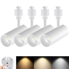 AIBISOD 20W LED Track Lighting Heads, Dimmable H Track Lighting Heads, 3 Color Temperature White Track Light Heads, Flicker Free CRI90+24° 1900lm Bright Ceiling Spotlight Track Light Fixtures (4 Pack)