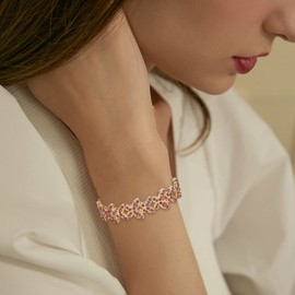 EleQueen Women's Purple Austrian Crystal Gold Plated Butterfly Charm Stretch Bridal Bangle Bracelet Gift for Teen Girls Butterfly Lovers