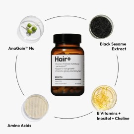 BIGVITA Hair+ | Vegan Gluten Free Haircare Supplements for Women and Men, Vitamins for Healthy Natural Faster Hair Growth