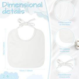 Panitay 40 Pack Solid White Feeder Bibs Cotton Baby Bibs for Feeding DIY Baby Bibs Baby Shower Games Gender Reveal Party