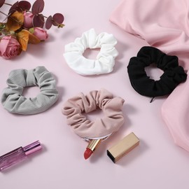 Nogeqi 4 PCS Hair Ties Scrunchies with Zipper Pocket, Hidden Pocket Scrunchie for Women Girls, Large Scrunchies for Hair with Hidden Pocket Storage (Multi Colors)