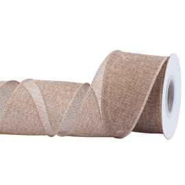 Joycrosso Burlap Wired Edge Ribbon 2.5 inch x 10 Yards, Natural, Ideal for Crafting, Gift Wrapping, Wreath, Christmas Tree, and Rustic Wedding Decorations