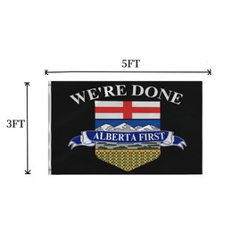 Lyh Double Sided 3ply We'Re Done Alberta First Flag 3X5FT, Indoor Outdoor Polyester Flags – Double Stitched and UV Resistant Flags,with Vibrant Printing and Sturdy Brass Grommets. (Double, 3X5)