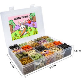 Jwizyotr Rabbit Treats Guinea Pig Treats Chinchilla Treats Box with 20 Grids for Small Animal, Combination of Natural Grains and Vegetable.(Large)