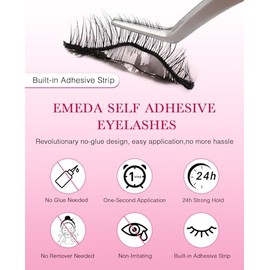 EMEDA Pestañas autoadhesivas, sin pegamento, aspecto natural, sin pegamento, pestañas de 0.551 pulgadas, ojo de gato natural, sin pegamento, sin pegam