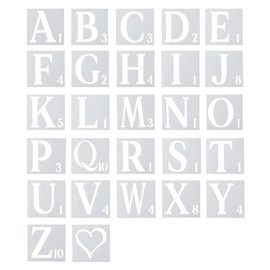 AIEX 27pcs Stencils, 6 Inch Reusable Plastic Stencils for Painting on Wood Letters and Numbers Stencils Alphabet Stencils for Wall Art Drawing Craft DIY Writing