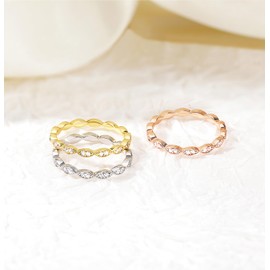 TIGRADE Eternity Ring Oval Milgrain Cubic Zirconia Anniversary Stacking Ring CZ Wedding Band for Women Size 3-13, Silver, Size 6.5