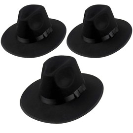 WickedFun® Adult Black Gangster Hat With Black Band, Perfect For 1920's Mafia Trilby Fedora Dress Up Fancy Dress Costume Accessory For Unisex, Pack OF 3