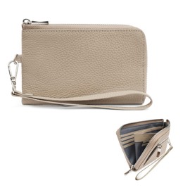 imeetu Mini Wallet, Thin, L-Shaped Zipper, Genuine Leather, Large Capacity, Coin Purse, Thin, Lightweight, Slim, Compact, Travel Wallet, Simple, Casual Mini Pouch, gray