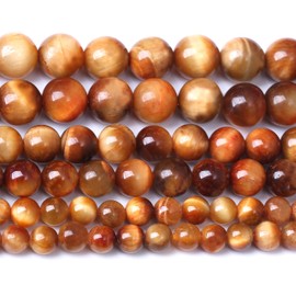 Natural Orange Tiger Eye Beads Gemstone Round Crystal Energy Jade Beads Stone Beads for Jewelry Making DIY Bracelet Necklace Jewelry Making 1 Strand 15.5inch 90PCS 4MM