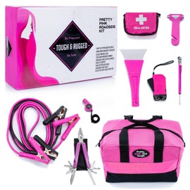 Gears Out Pretty Pink Roadside Kit - Pink Emergency Kit for Teen Girls and Women - Jumpers