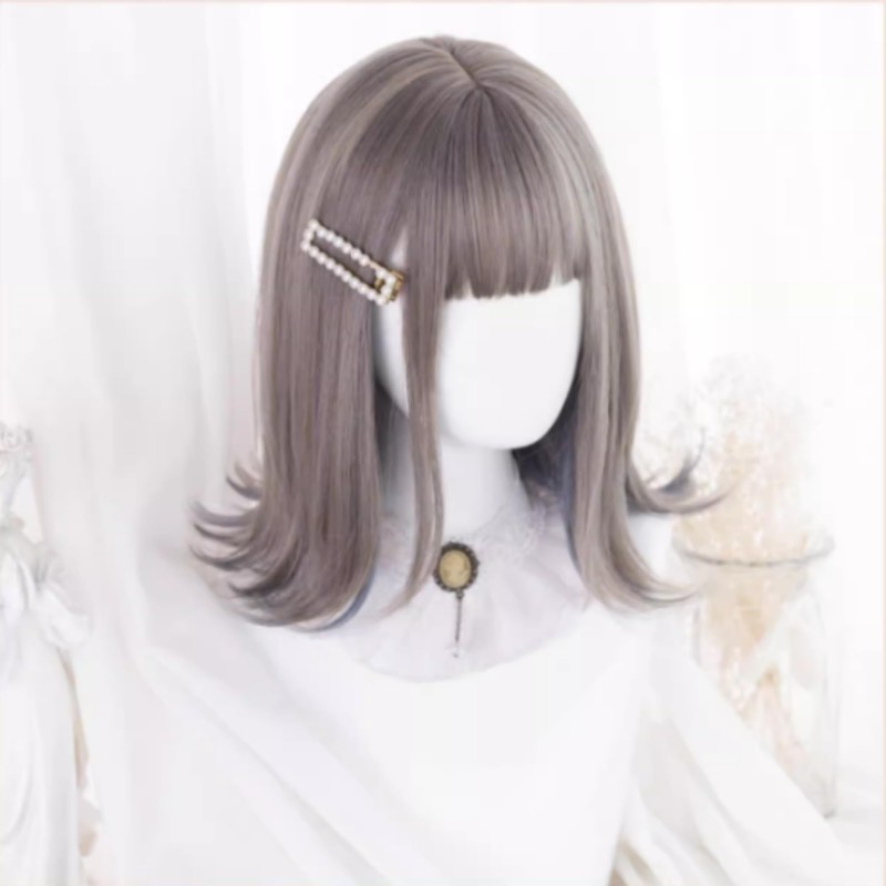 Eileen Gray Blue Wig, Natural Fluffy, Women's, Wig, Straight, Small