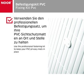 NOOR Befestigungskit PVC in weiß I Wetterfeste Befestigungsklammern für Sichtschutzmatten, Gartenzäune und Windschutze I 26 Stück