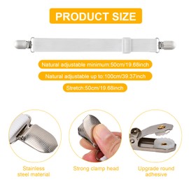 Colexy 10 Stück Bettlakenspanner Verstellbar,50-230cm Elastische Betttuchspanner mit Metallclips, Spanngurte für Bettlaken Sofa Matratze(Weiß