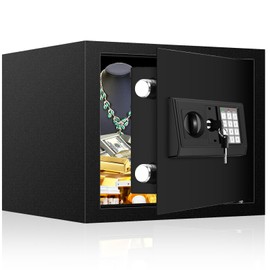0.45 Cuft Small Home Safe Box, Mini Digital Security Safes with Smart Alert System, Mute Function, Personal Money Safety Box for Jewelry Passport(without shelf)