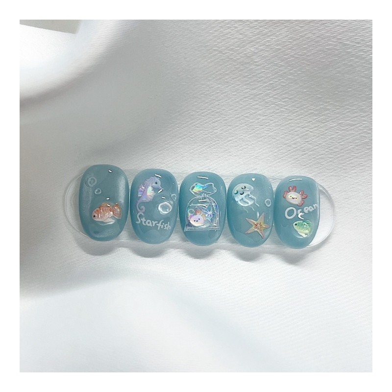 [Handmade Nail Tips] Under the Sea Nail Tips - Stiletto