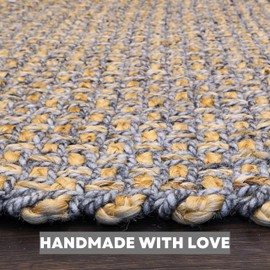 Homespice River Rock Farmhouse Jute Rugs 27x72 Grey Braided Rug, Bohemian Rugs for Farmhouse Decor