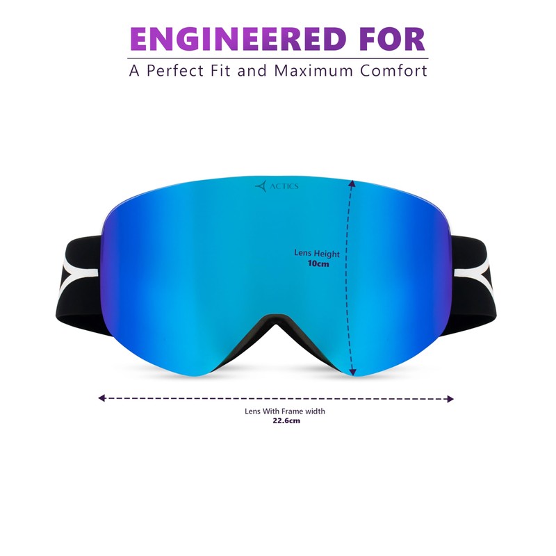 Actics Falcon 1 Black Ski Goggles with NASA-Engineered Revo Interchangeable
