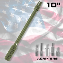 RECON Premium Army Green 10" AR Barrel Style Aluminum Truck Antenna with Threaded 3-Pronged Tip (Fits OEM Factory Threaded Antenna Bases) (Antenna, Army Green)
