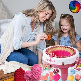 Cyandream Sentro 40 Needles Knitting Machine for Adults and Beginners, Smart Automatic Circular Knitting Loom Crochet Machine Kit for Scarves,Hat,Sock,Gloves,Sweater