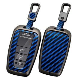 ontto Metal Car Key fob Cover Fit for Toyota Camry CHR Corolla RAV4 Avalon Land Cruiser Prado Prius 2017-2022 Key case Keyring PVC Key Shell Holder keychian Accessories 2/3/4 Button Blue