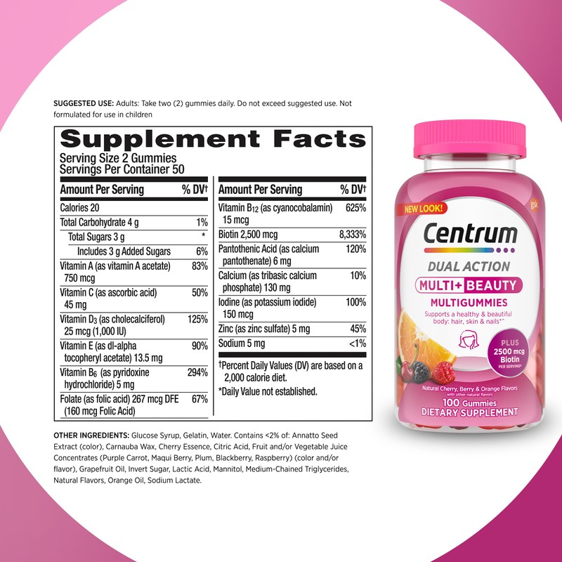 Centrum Multivitamin Gummy, 100 Count (Pack of 1)