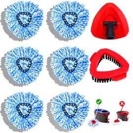 8 Pack Spin Mop Replacement Head for O-Ceda RinseClean 2 Tank System,Spin mop Scrub Brush,Microfiber Mop Refills, Machine Washable, Machine Washable for Bathroom,Kitchen,Tub and Tile (C)