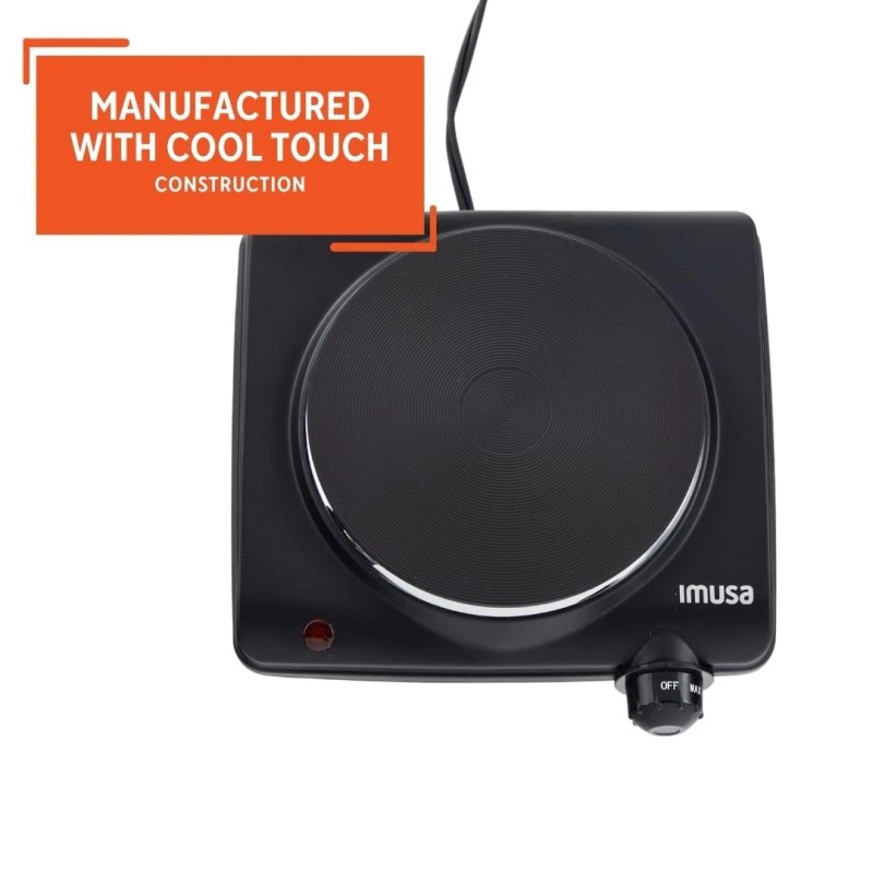 IMUSA Single Black Countertop Hot Plate Compact Portable Cooking Solution